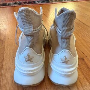 Converse Beige and White Platform Sneakers